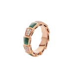 [⭐Veya]SERPENTI RING PINK GOLD MALACHITE DIAMOND PAVED 4MM