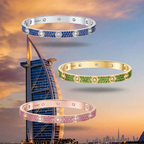 [⭐Miroze ] 2026 PAVE GEMSTONE LOVE BRACELET 6.1MM 10 DIAMONDS
