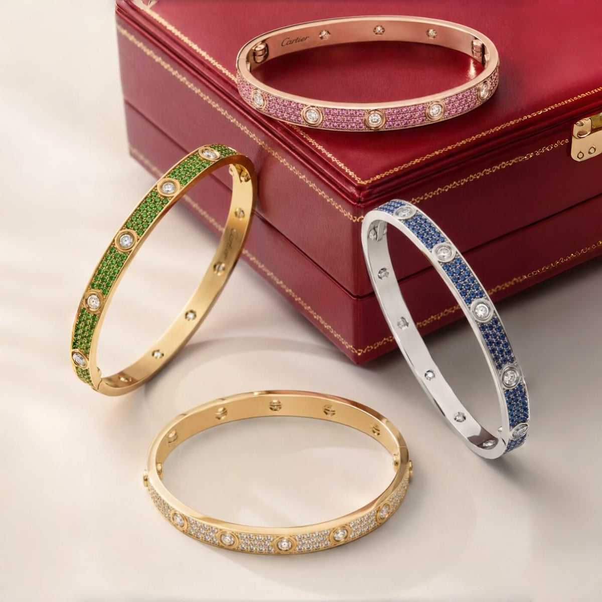 [⭐Miroze]2026 PAVE GEMSTONE LOVE BRACELET 6.1MM 10 DIAMONDS