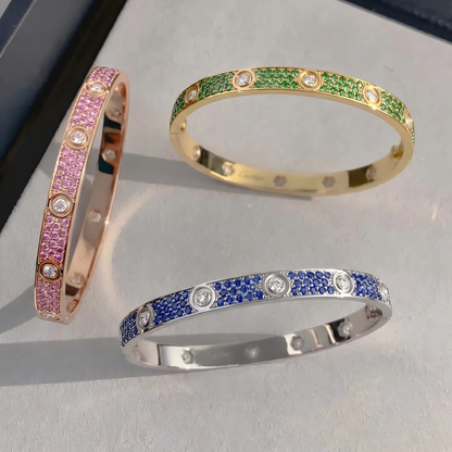 [⭐Miroze]2026 PAVE GEMSTONE LOVE BRACELET 6.1MM 10 DIAMONDS