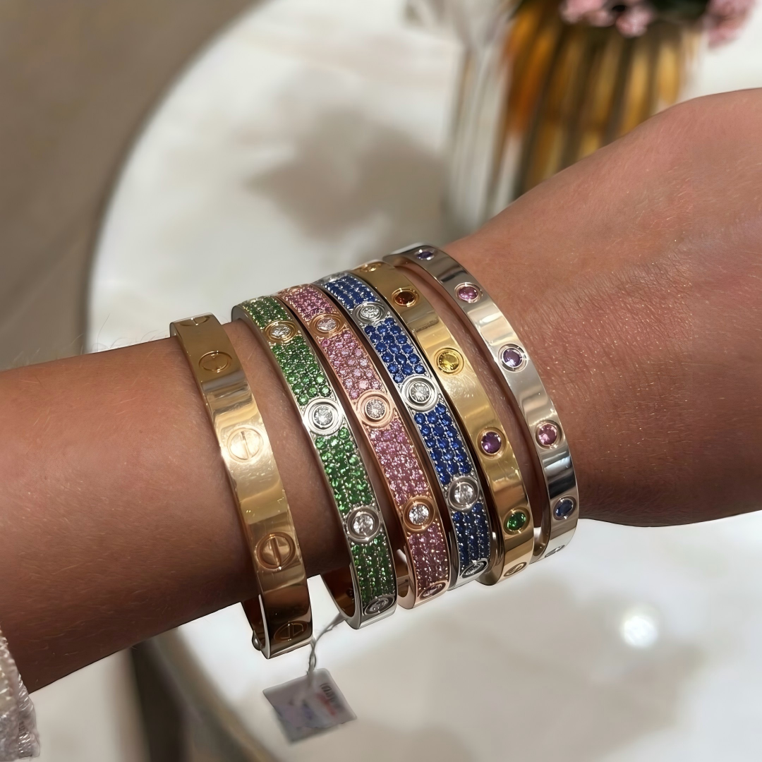 [⭐Miroze]2026 PAVE GEMSTONE LOVE BRACELET 6.1MM 10 DIAMONDS