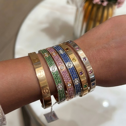[⭐Miroze]2026 PAVE GEMSTONE LOVE BRACELET 6.1MM 10 DIAMONDS