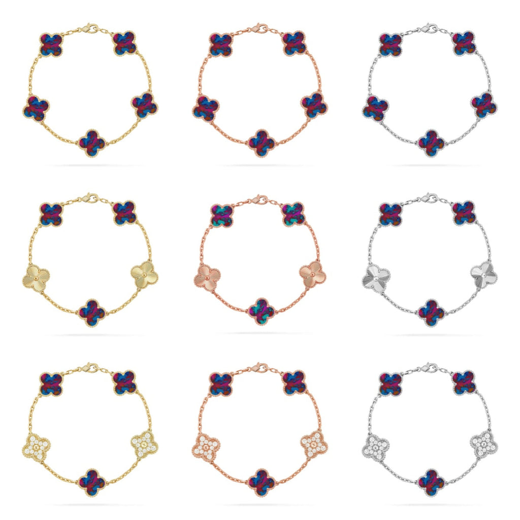 [⭐Miroze ]New CLOVER 5 MOTIF COLOR GEMSTONES BRACELET COLLECTION