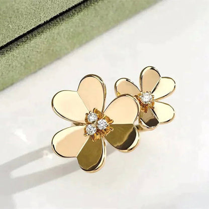 [⭐Miroze]クローバーコスモス ゴールドダイヤモンドリング