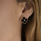 ⭐Miroze CLOVER MEDIUM 1 MOTIFS ONYX DIAMOND EARRINGS