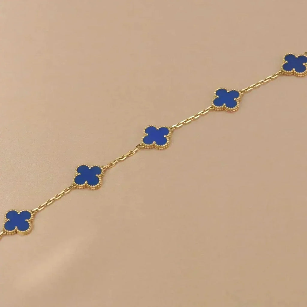 [⭐Miroze ]New CLOVER 5 MOTIF BLUE AGATE BRACELET COLLECTION
