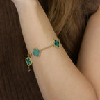 [⭐Miroze ]New  CLOVER 5 MOTIF MALACHITE BRACELET COLLECTION