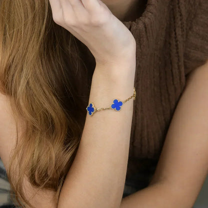 [⭐Miroze] CLOVER 5 MOTIF BLUE AGATE BRACELET COLLECTION