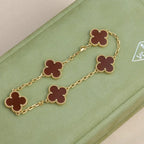 [⭐Miroze ]New  CLOVER 5 MOTIF RED CORNELIAN BRACELET COLLECTION