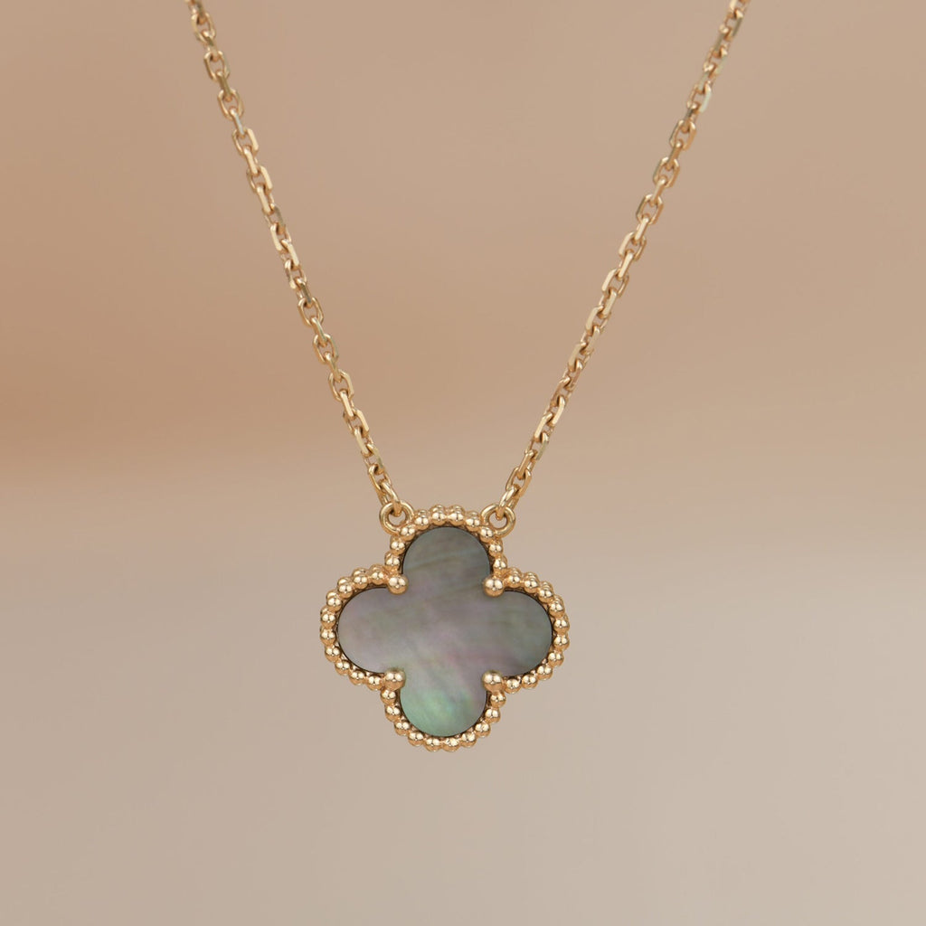 ⭐Miroze CLOVER 15MM  GRAY MOTHER OF PEARL NECKLACE
