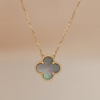 ⭐Miroze CLOVER 15MM  GRAY MOTHER OF PEARL NECKLACE