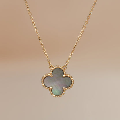 [⭐Miroze]CLOVER 15MM  GRAY MOTHER OF PEARL NECKLACE