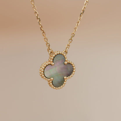 [⭐Miroze]CLOVER 15MM  GRAY MOTHER OF PEARL NECKLACE