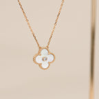 ⭐Miroze CLOVER 15MM DIAMOND WHITE FRITILLARIA NECKLACE