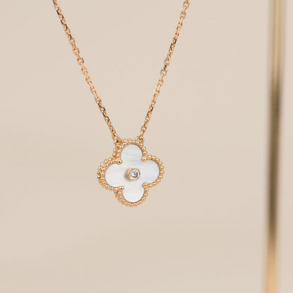 [⭐Miroze]CLOVER 15MM DIAMOND WHITE FRITILLARIA NECKLACE