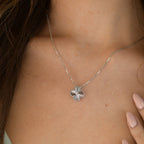 ⭐Miroze CLOVER  15MM DIAMOND LASER NECKLACE SILVER