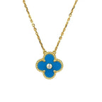 ⭐Miroze CLOVER 15MM DIAMOND AND BLUE AGATE NECKLACE