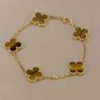 [⭐Miroze ]New  CLOVER 5 MOTIFS TIGER EYE BRACELET COLLECTION