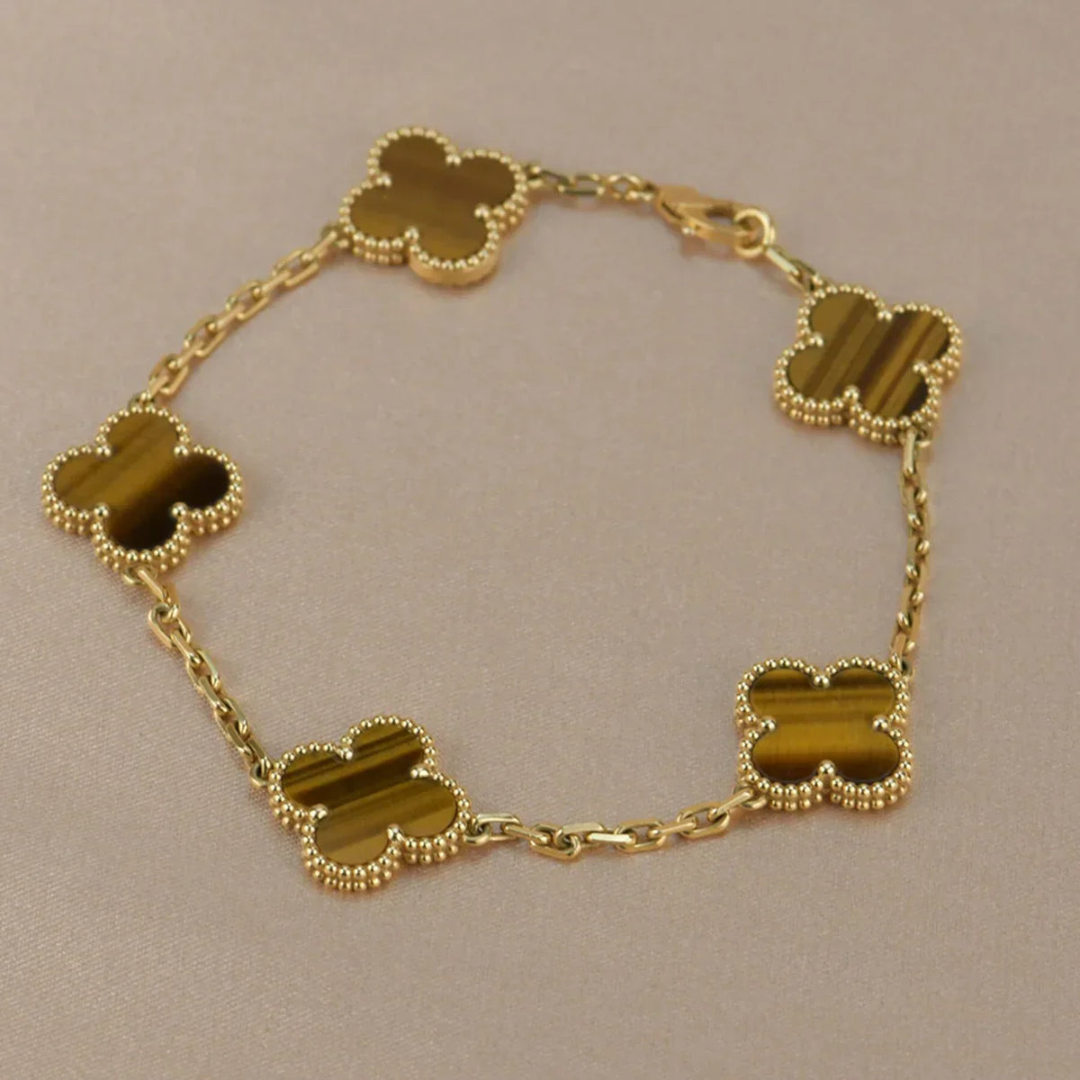 [⭐Miroze ]New  CLOVER 5 MOTIFS TIGER EYE BRACELET COLLECTION