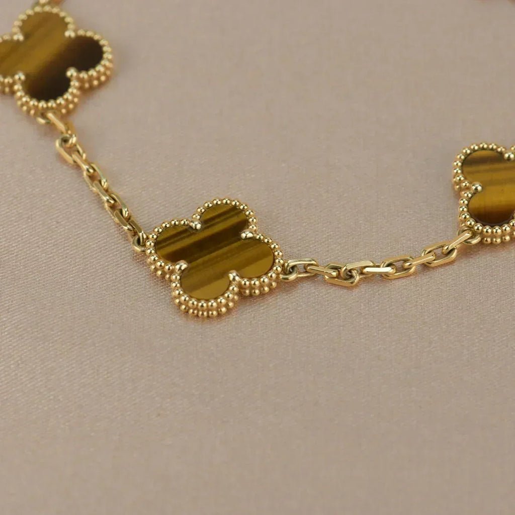 [⭐Miroze ]New  CLOVER 5 MOTIFS TIGER EYE BRACELET COLLECTION