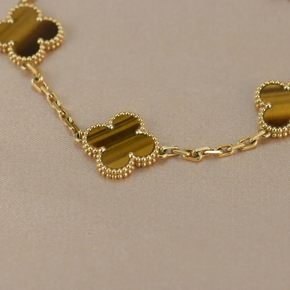 [⭐Miroze] CLOVER 5 MOTIFS TIGER EYE BRACELET COLLECTION