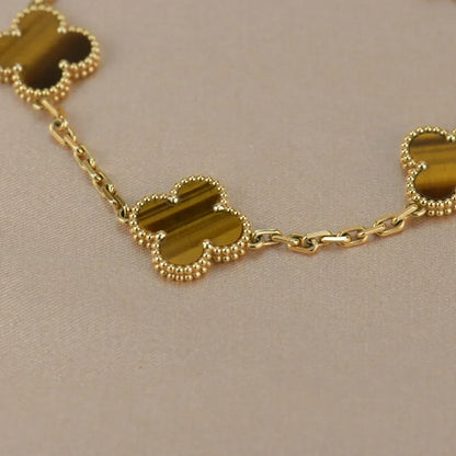 [⭐Miroze] CLOVER 5 MOTIFS TIGER EYE BRACELET COLLECTION