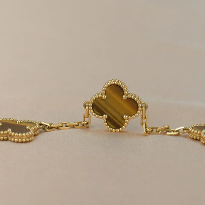 [⭐Miroze] CLOVER 5 MOTIFS TIGER EYE BRACELET COLLECTION