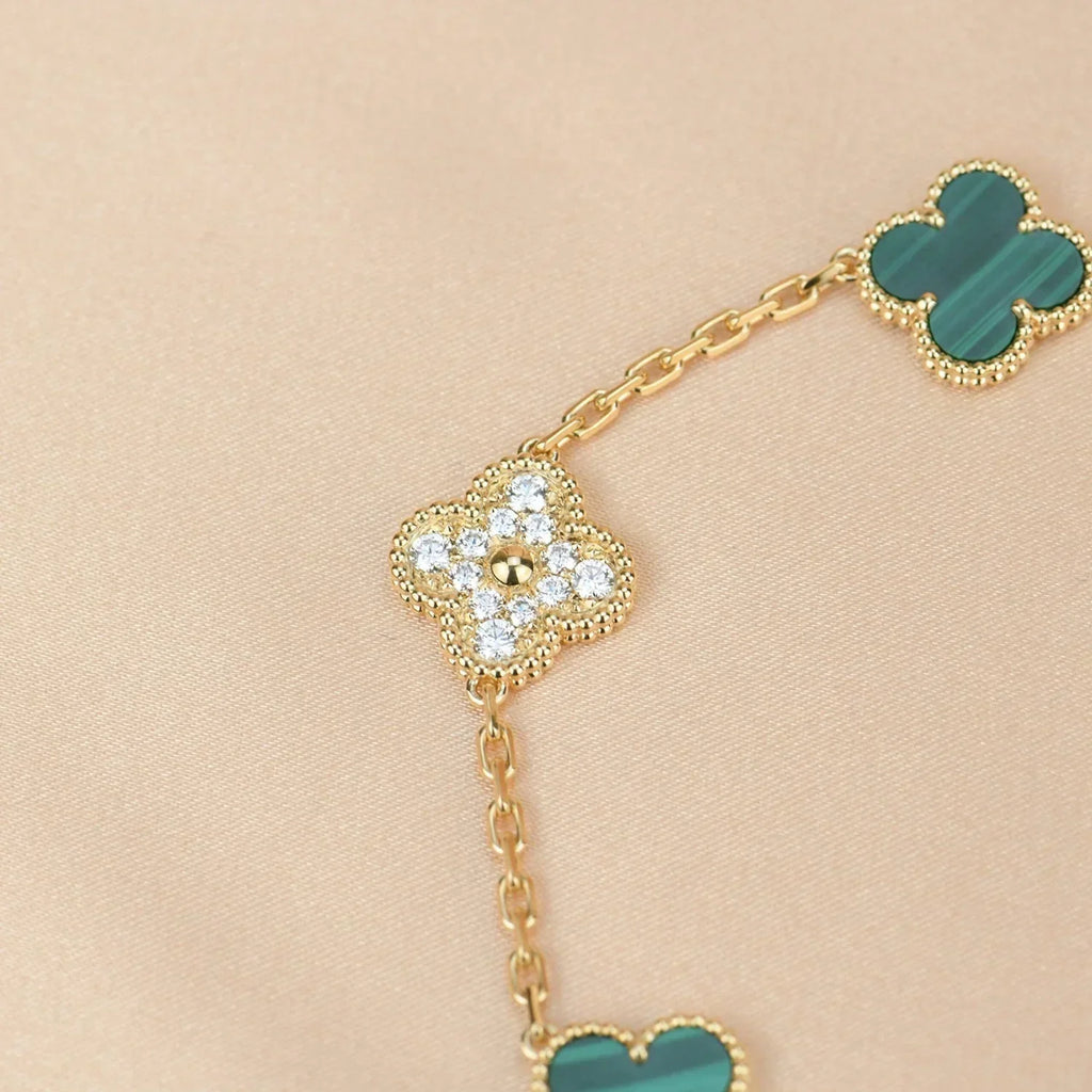[⭐Miroze ]New  CLOVER 5 MOTIF MALACHITE BRACELET COLLECTION