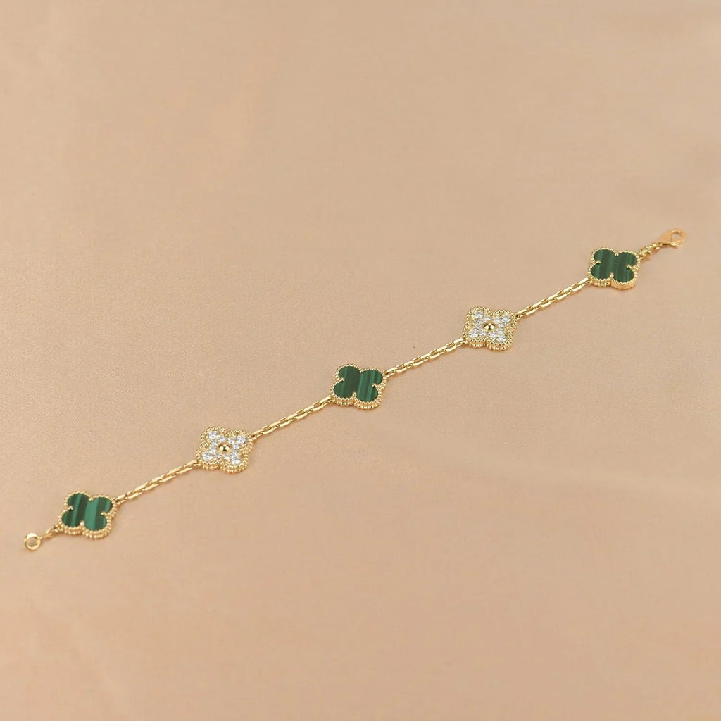 [⭐Miroze ]New  CLOVER 5 MOTIF MALACHITE BRACELET COLLECTION