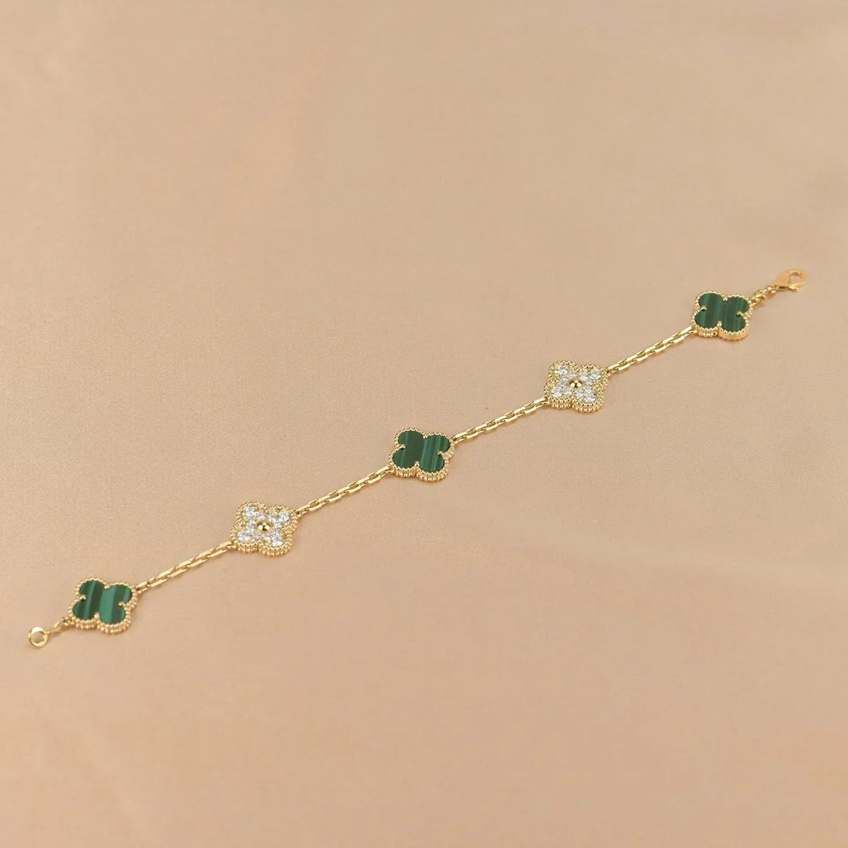 [⭐Miroze ]New  CLOVER 5 MOTIF MALACHITE BRACELET COLLECTION