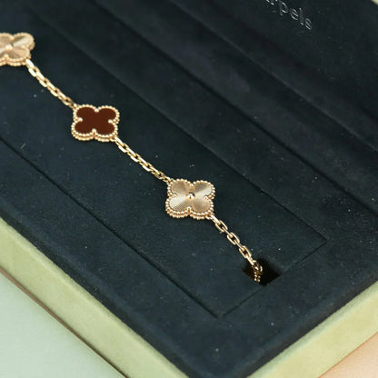 [⭐Miroze] CLOVER 5 MOTIF RED CORNELIAN BRACELET COLLECTION
