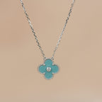 ⭐Miroze CLOVER 15MM DIAMOND SVRES PORCELAIN  NECKLACE SILVER