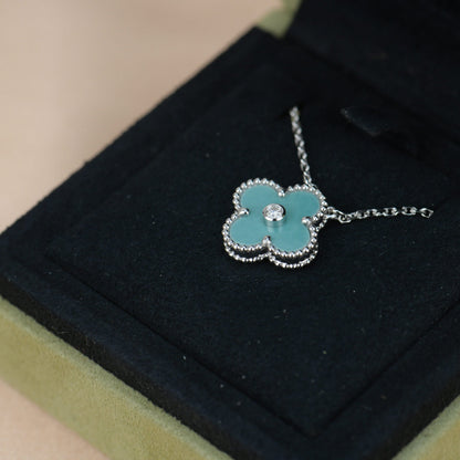 [⭐Miroze]CLOVER 15MM DIAMOND SVRES PORCELAIN  NECKLACE SILVER