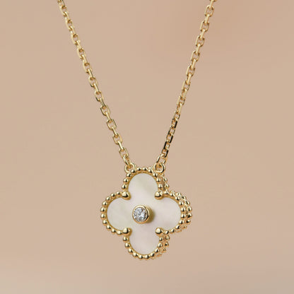 [⭐Miroze]CLOVER 15MM DIAMOND GOLD MOTHER OF PEARL NECKLACE