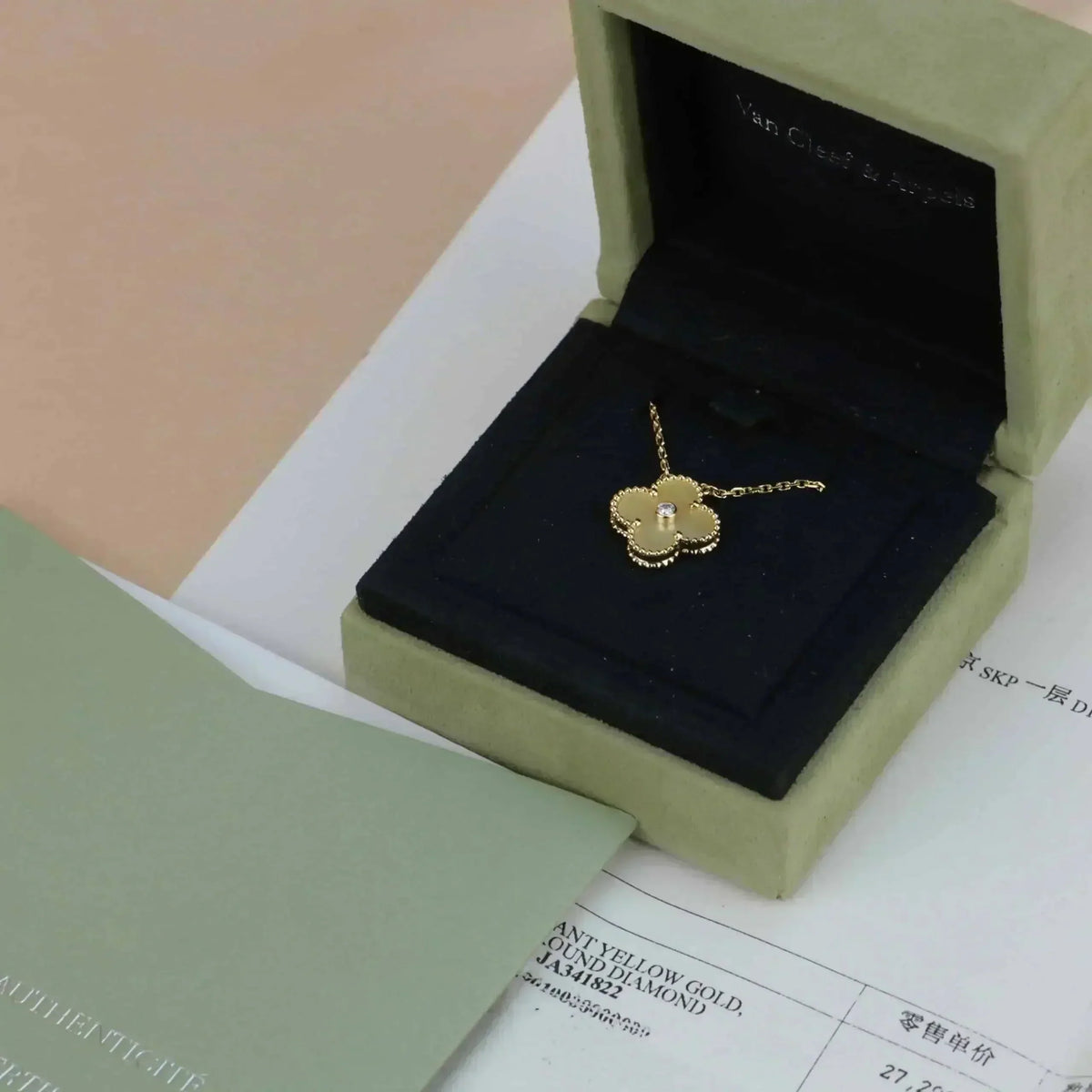 [⭐Miroze]CLOVER 15MM DIAMOND GOLD MOTHER OF PEARL NECKLACE