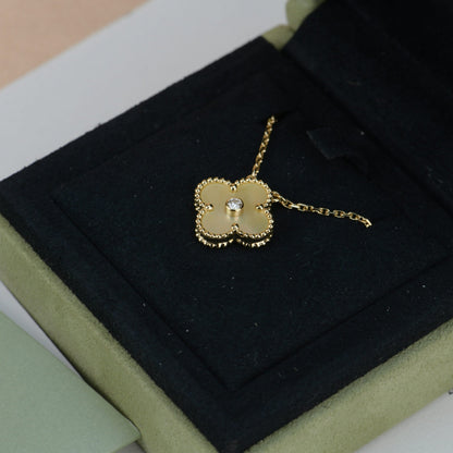 [⭐Miroze]CLOVER 15MM DIAMOND GOLD MOTHER OF PEARL NECKLACE