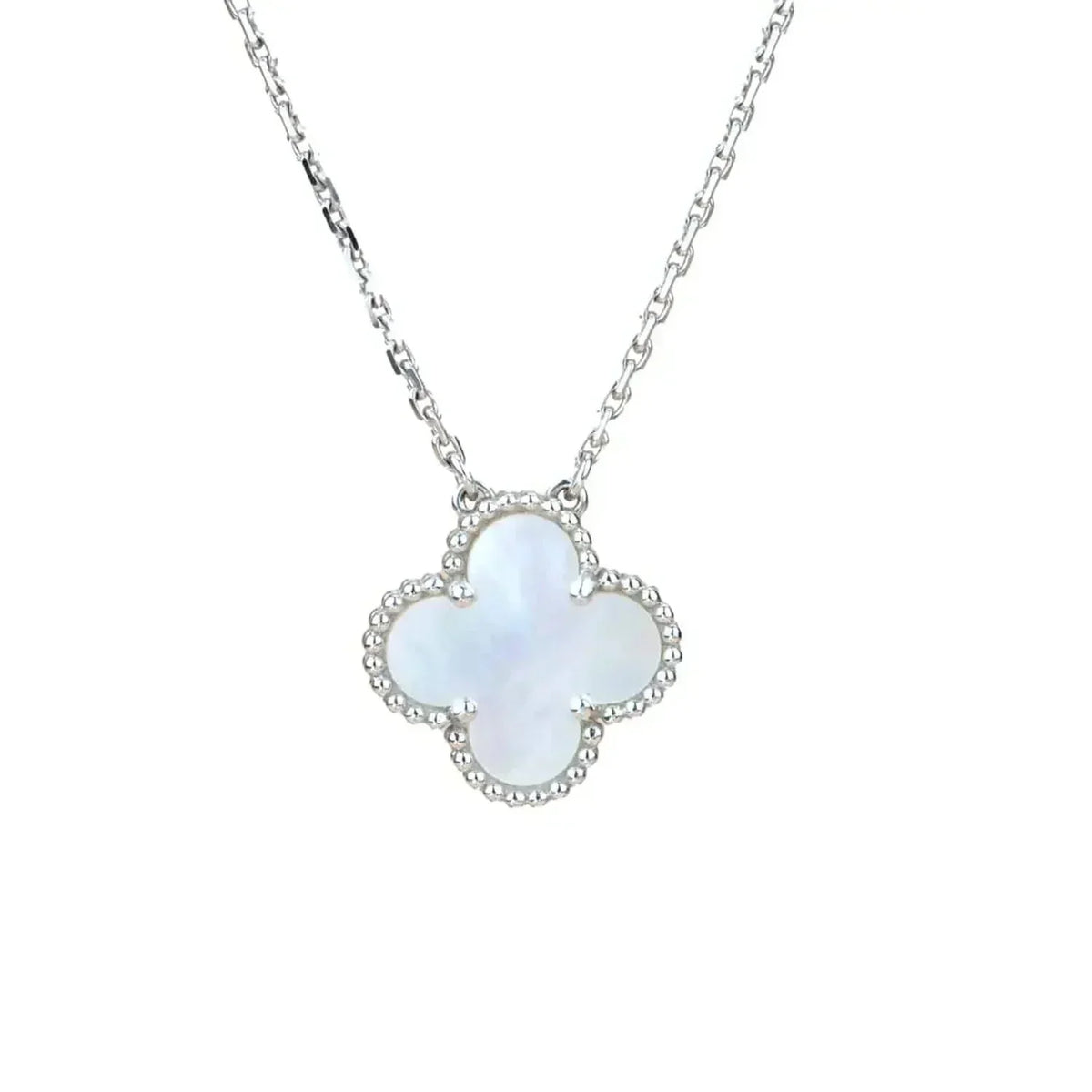 [⭐Miroze]CLOVER  15MM WHITE MOTHER-OF-PEARL SILVER