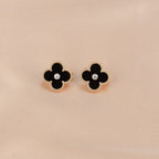 ⭐Miroze CLOVER MEDIUM 1 MOTIFS ONYX DIAMOND EARRINGS