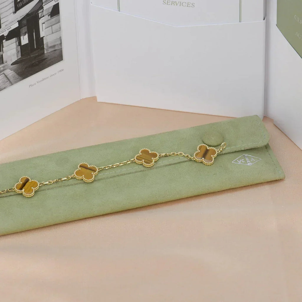 [⭐Miroze ]New  CLOVER 5 MOTIFS TIGER EYE BRACELET COLLECTION