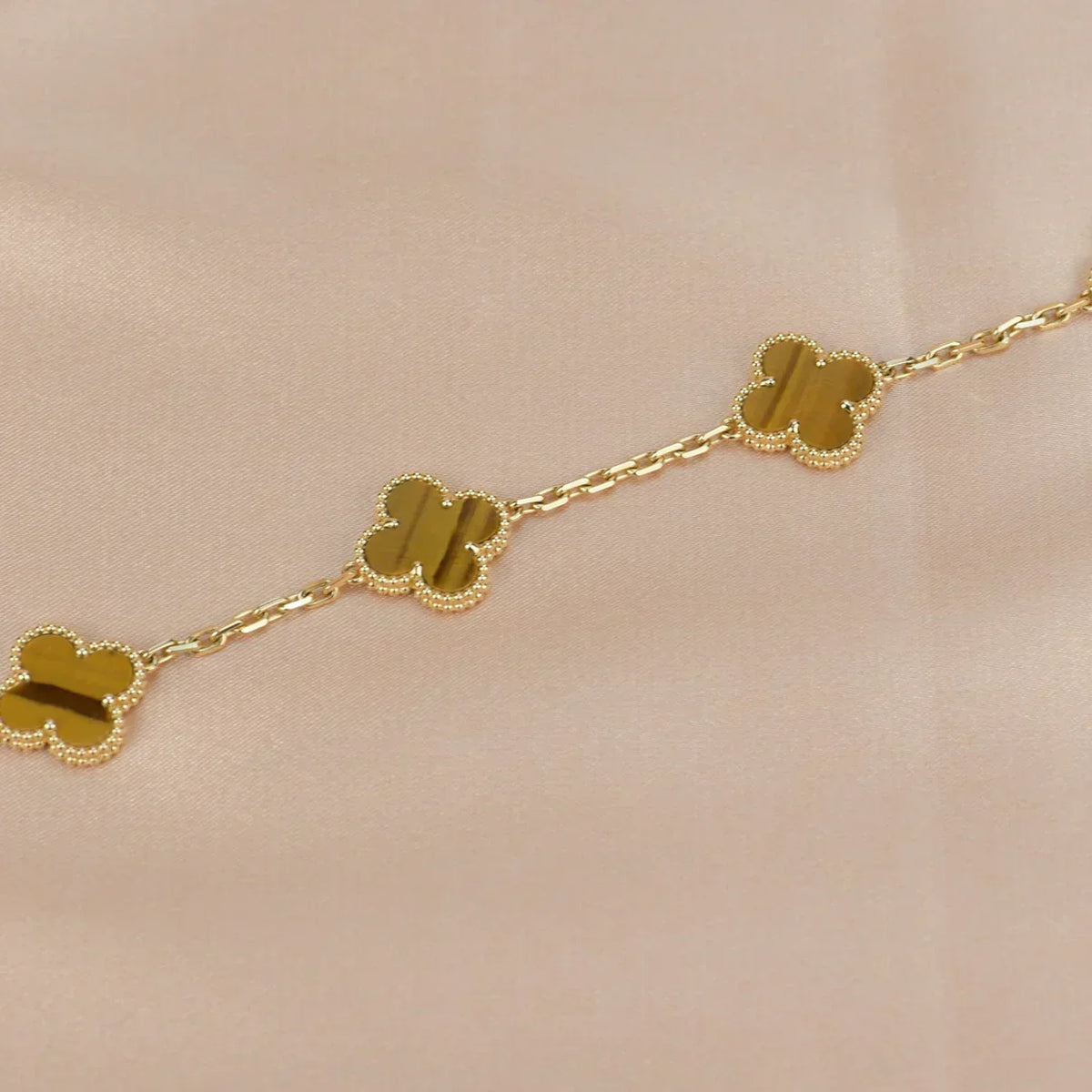 [⭐Miroze] CLOVER 5 MOTIFS TIGER EYE BRACELET COLLECTION