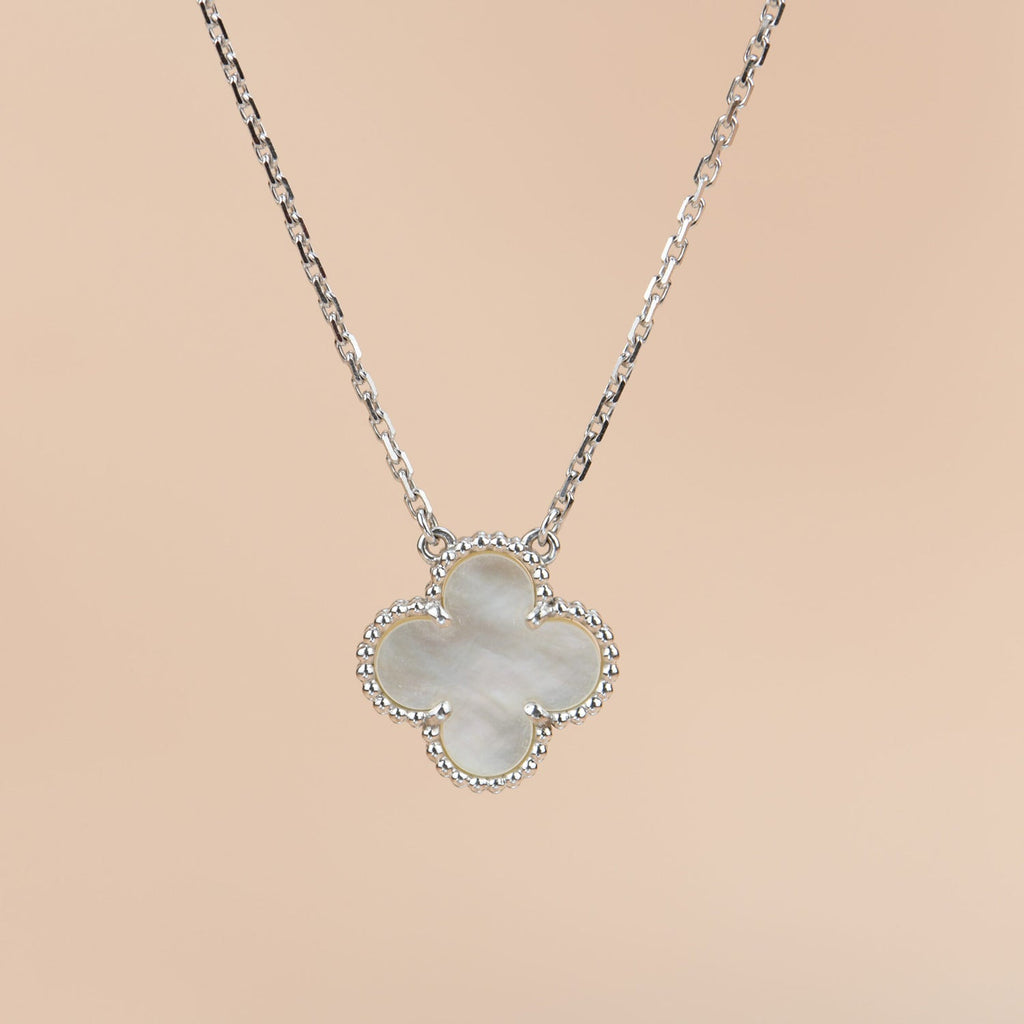⭐Miroze CLOVER  15MM WHITE MOTHER-OF-PEARL SILVER