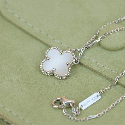 [⭐Miroze]CLOVER  15MM WHITE MOTHER-OF-PEARL SILVER