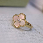 ⭐Miroze CLOVER PINK MOP RING GOLD DIAMOND