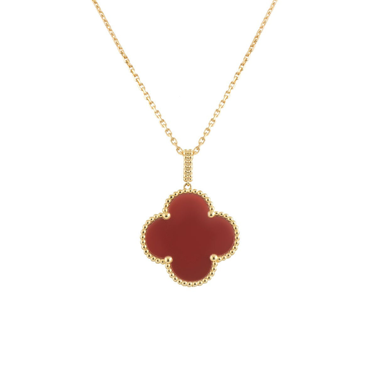 ⭐Miroze CLOVER 25MM NECKLACE GOLD CARNELIAN