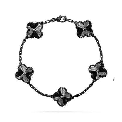 [⭐Miroze]CLOVER 5 MOTIF BLACK BRACELET