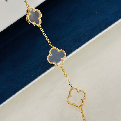 [⭐Miroze]CLOVER 5 MOTIF ROCK CRYSTAL BRACELET