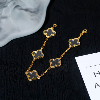 [⭐Miroze]CLOVER 5 MOTIF ROCK CRYSTAL BRACELET