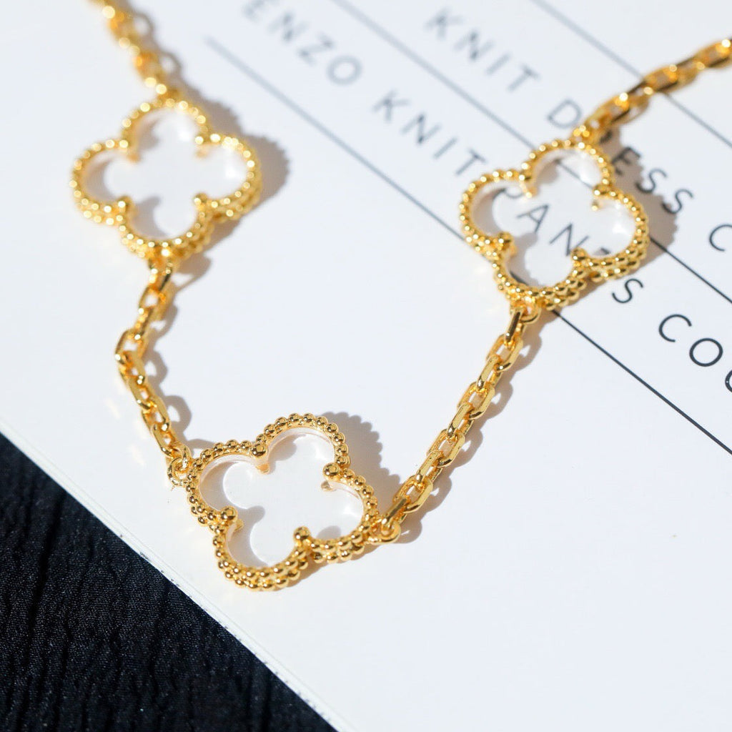 [⭐Miroze ]New CLOVER 5 MOTIF ROCK CRYSTAL BRACELET