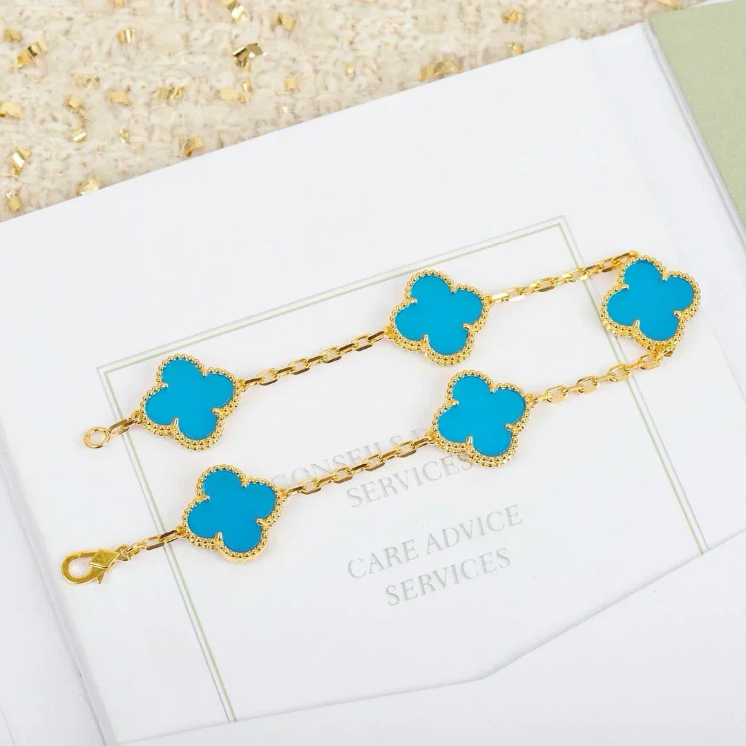 [⭐Miroze ]New  CLOVER 5 MOTIF TURQUOISE BRACELET COLLECTION