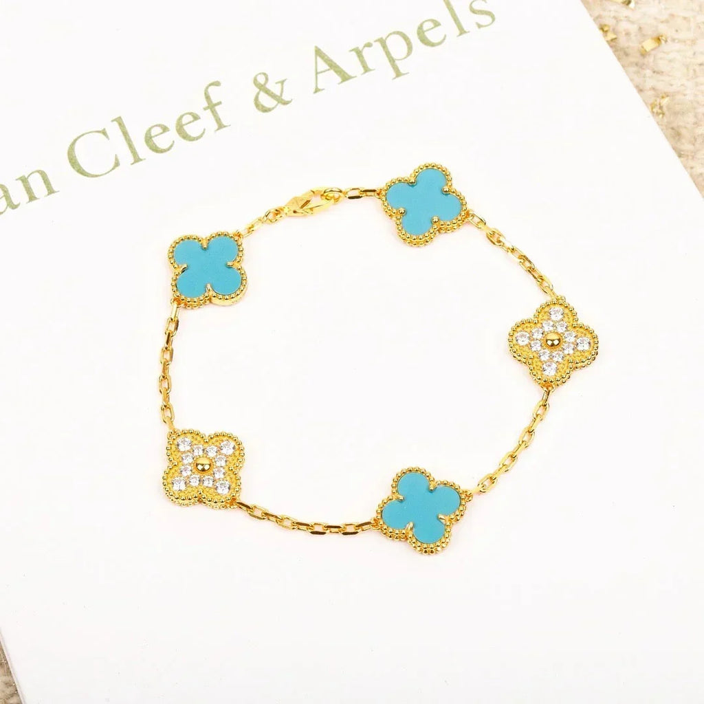 [⭐Miroze ]New  CLOVER 5 MOTIF TURQUOISE BRACELET COLLECTION